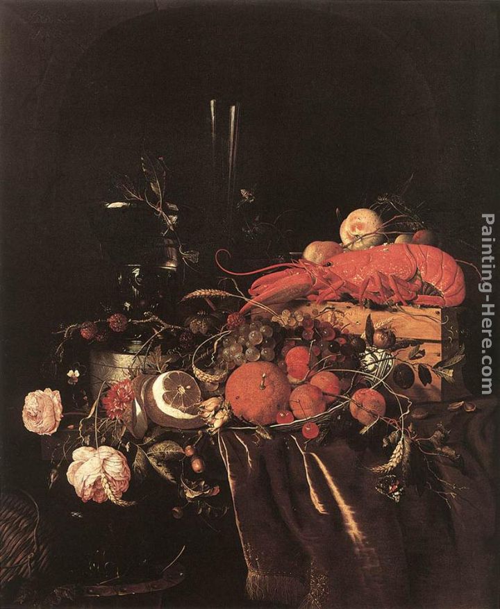 Still-Life with Fruit, Flowers, Glasses and Lobster painting - Jan Davidsz de Heem Still-Life with Fruit, Flowers, Glasses and Lobster art painting